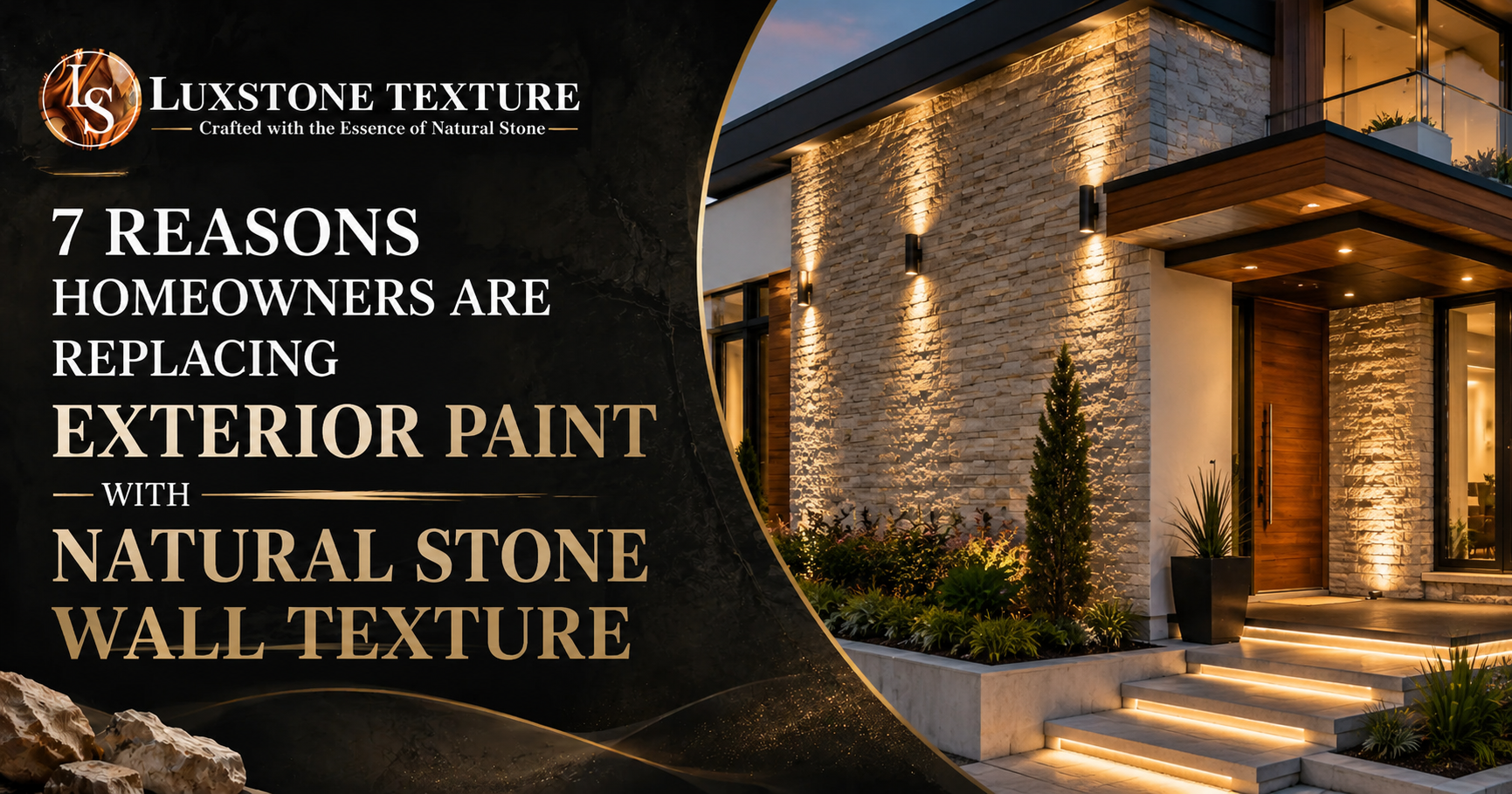 Weatherproof exterior wall finished with durable natural stone texture