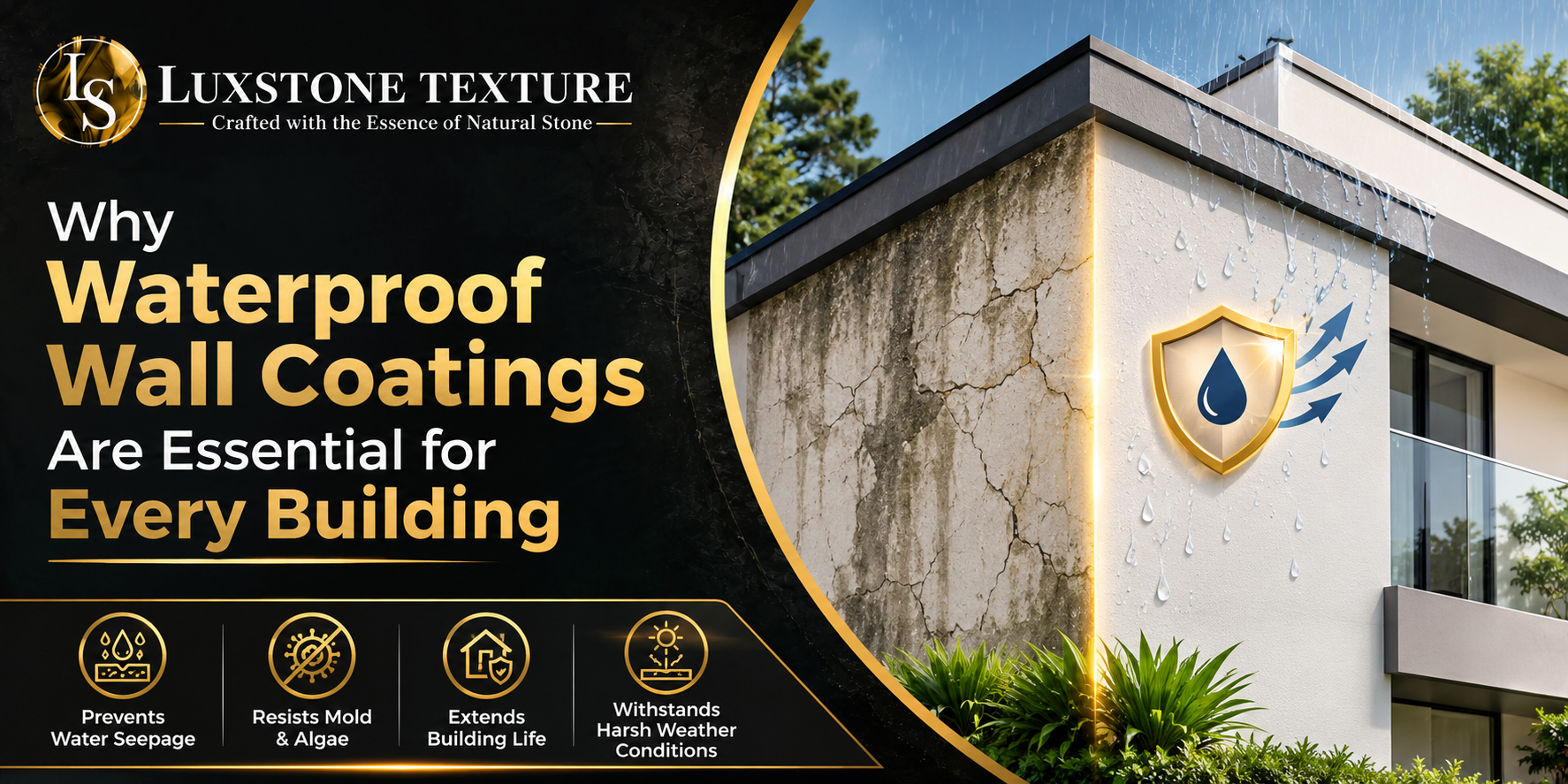 Natural stone wall texture on a modern Indian home facade