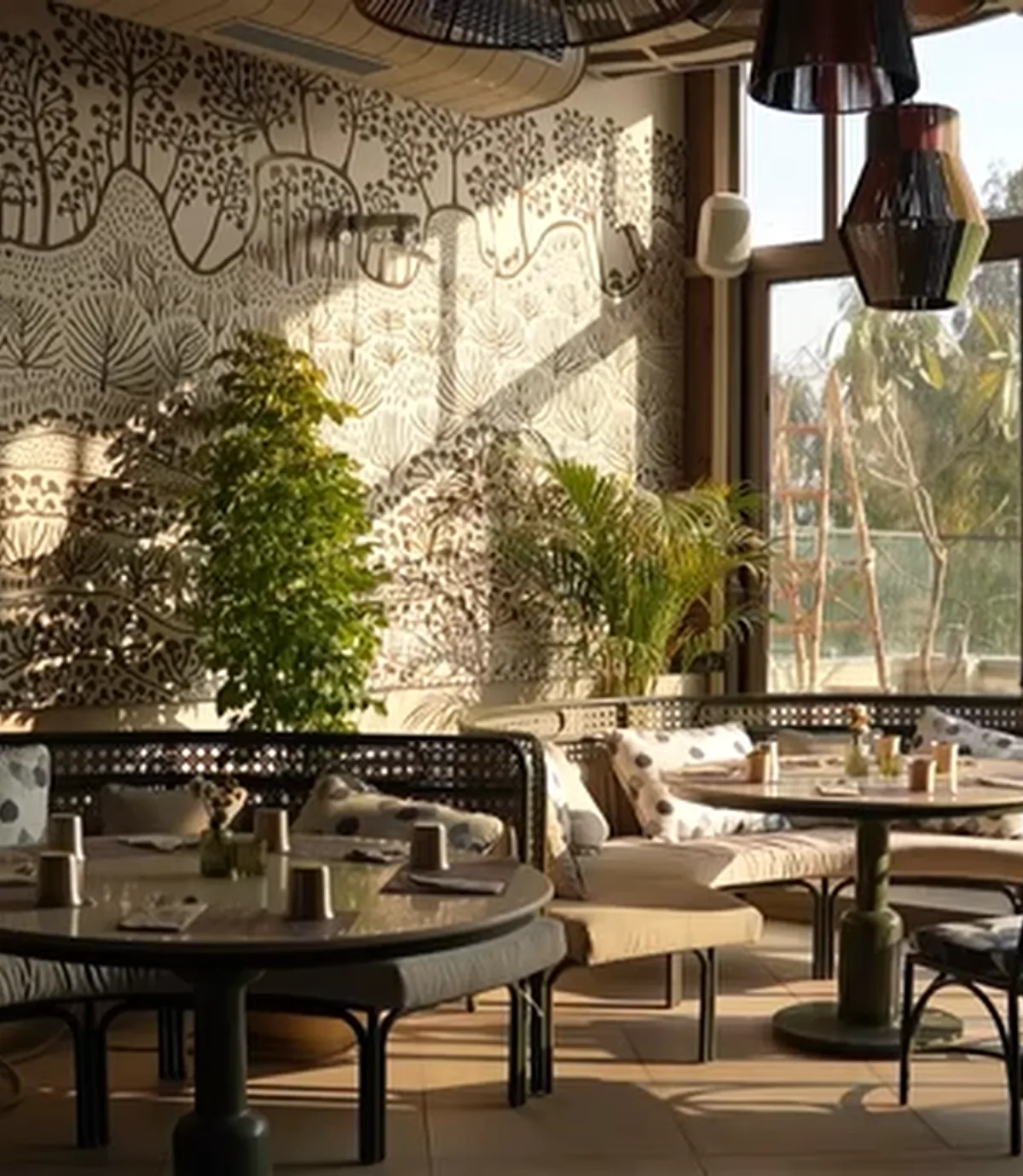 Pot Belly Cafe hospitality interior featuring Luxstone architectural texture