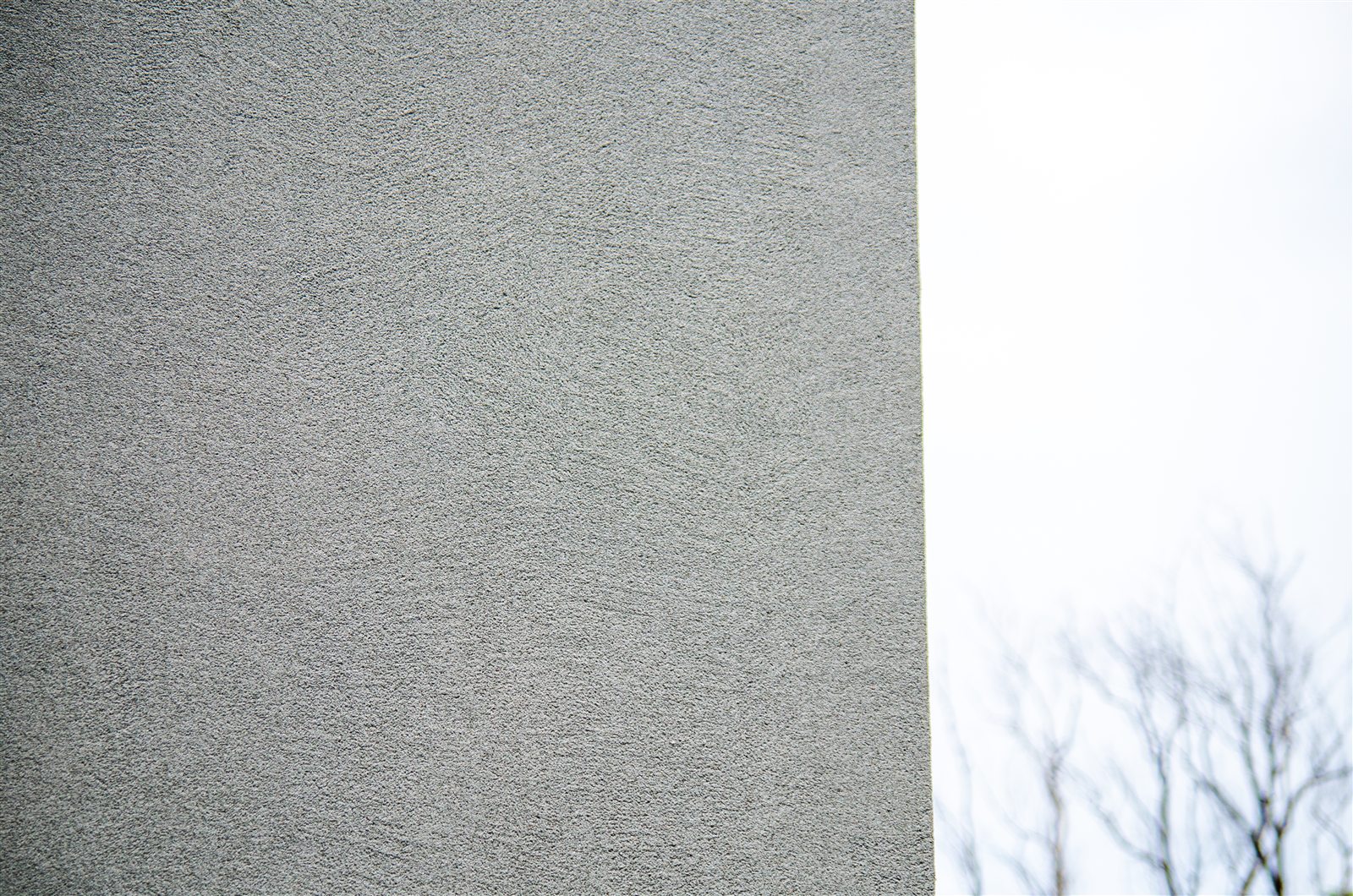 Close-up of the refined mineral texture on an exterior wall plane