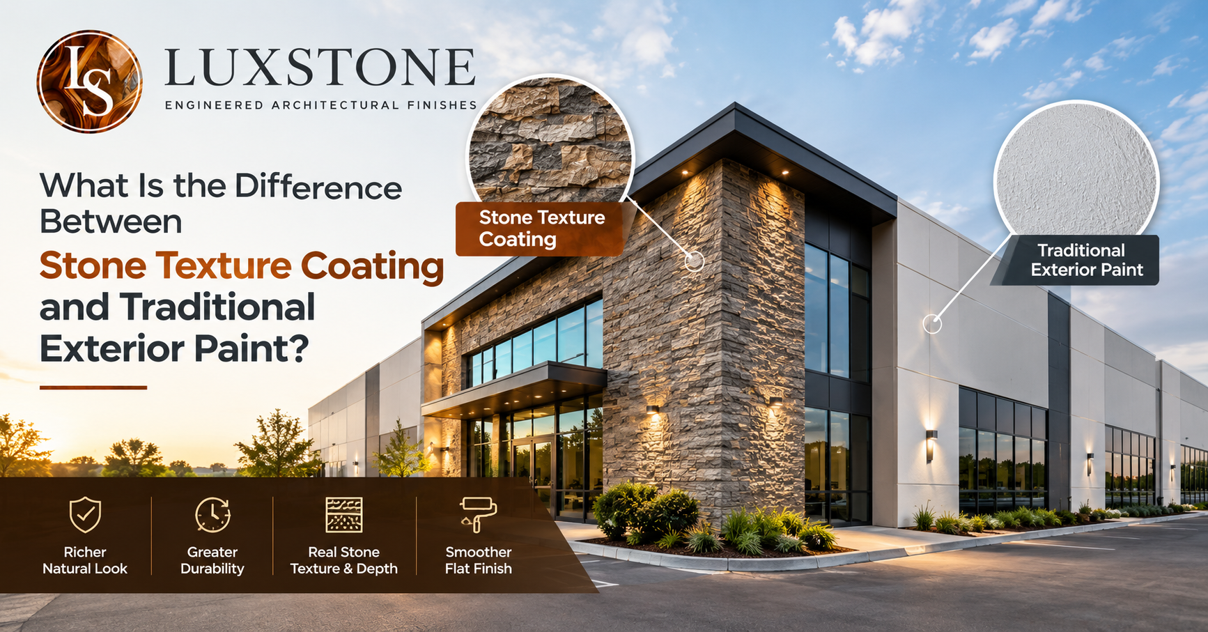 Weatherproof exterior wall finished with durable natural stone texture